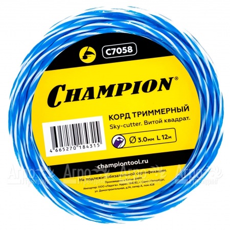 Корд триммерный Champion Sky-cutter 3.0мм, 12м (витой квадрат)  в Воронеже