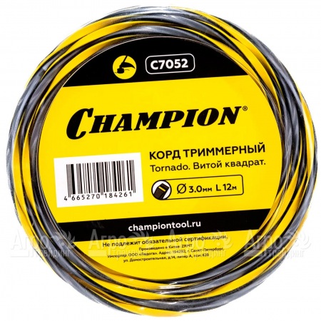 Корд триммерный Champion Tornado 3.0мм, 12м (витой квадрат)  в Воронеже