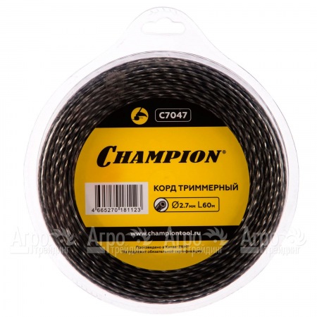 Корд триммерный Champion Tri-twist 2.7мм, 60м (витой треугольник)+нож  в Воронеже